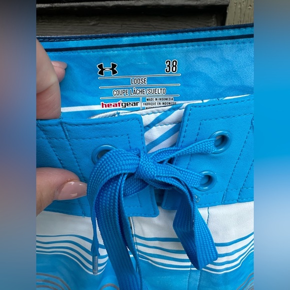 Under Armour Men’s Blue and White Board Shorts Quick-Dry Swimwear- Size 38 - Picture 6 of 7